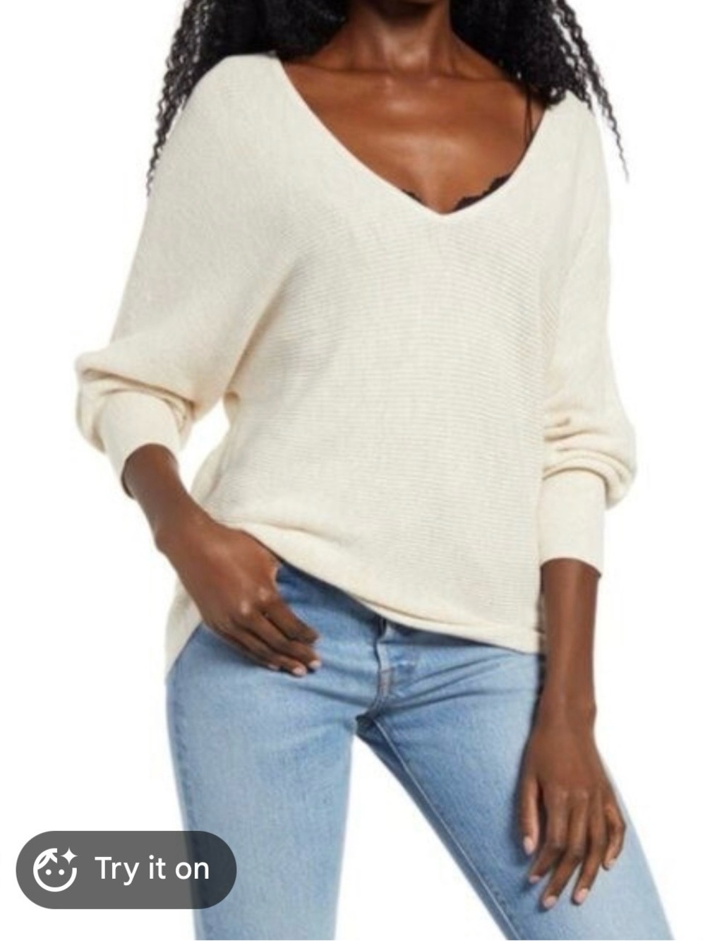 Leith dolman sleeve v-neck sweater size L oatmeal heather
